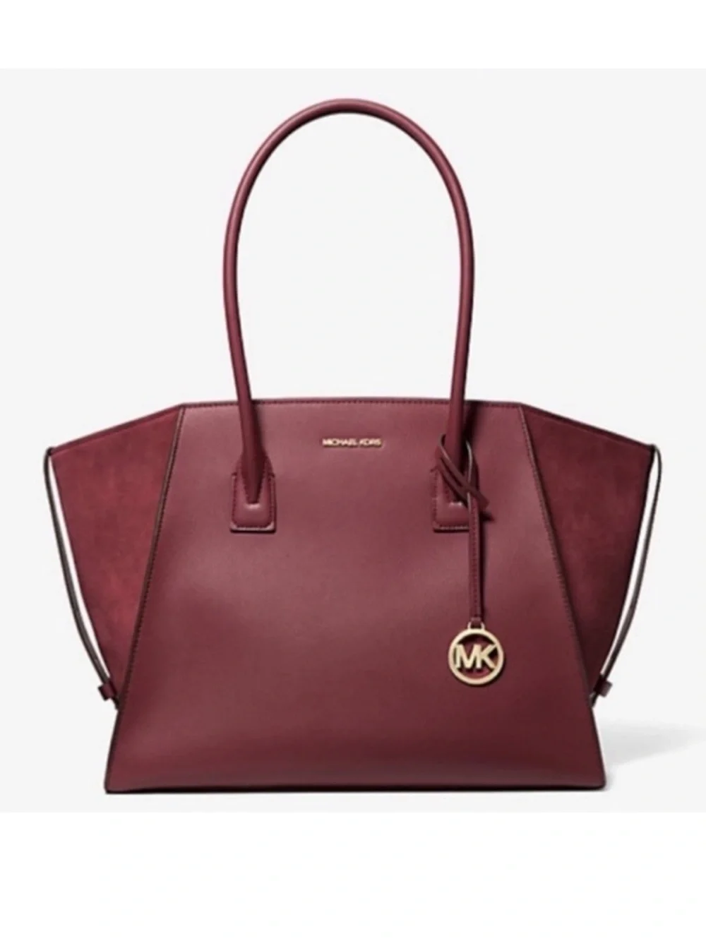 Michael Kors Avril Extra-Large Leather Top-Zip Tote Bag In Oxblood NWT